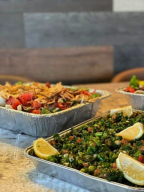 Catering trays ready for an event