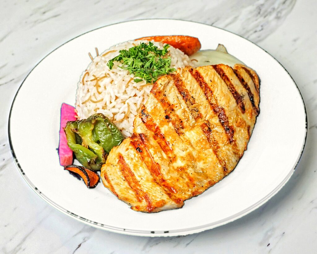 Grilled chicken breast plate