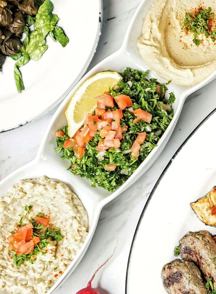 Hummus, tabbouli and baba ghanouj
